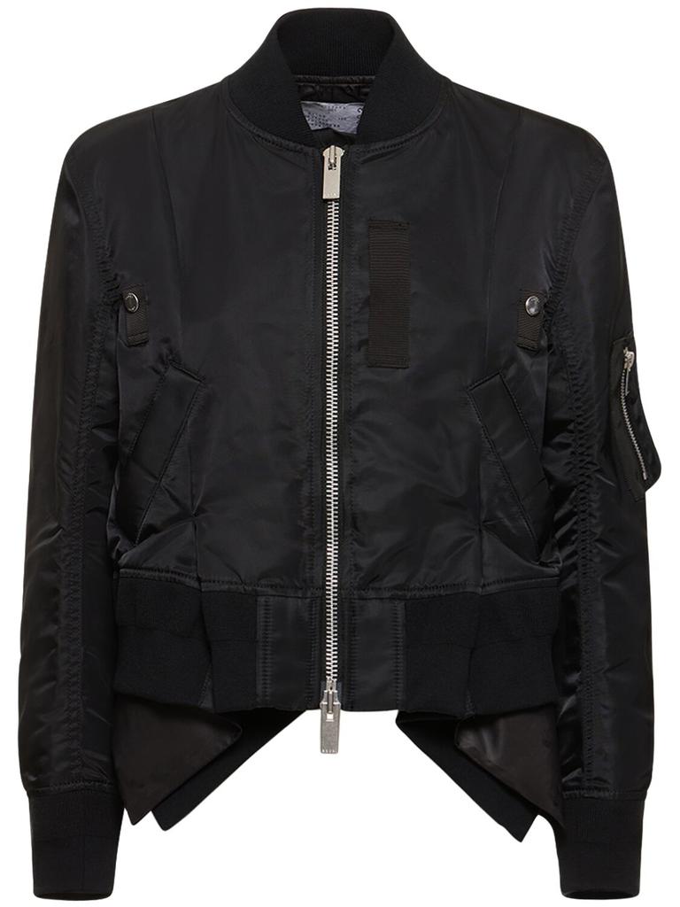 SACAI Pleated Nylon Twill Zip Jacket