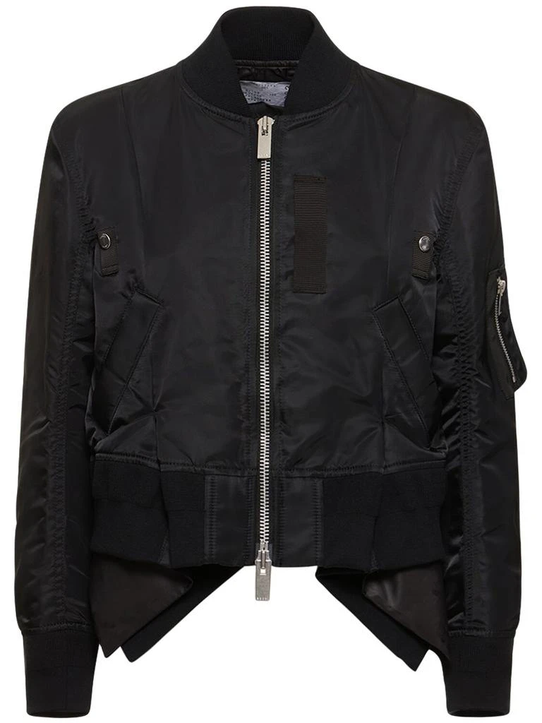 SACAI Pleated Nylon Twill Zip Jacket 1