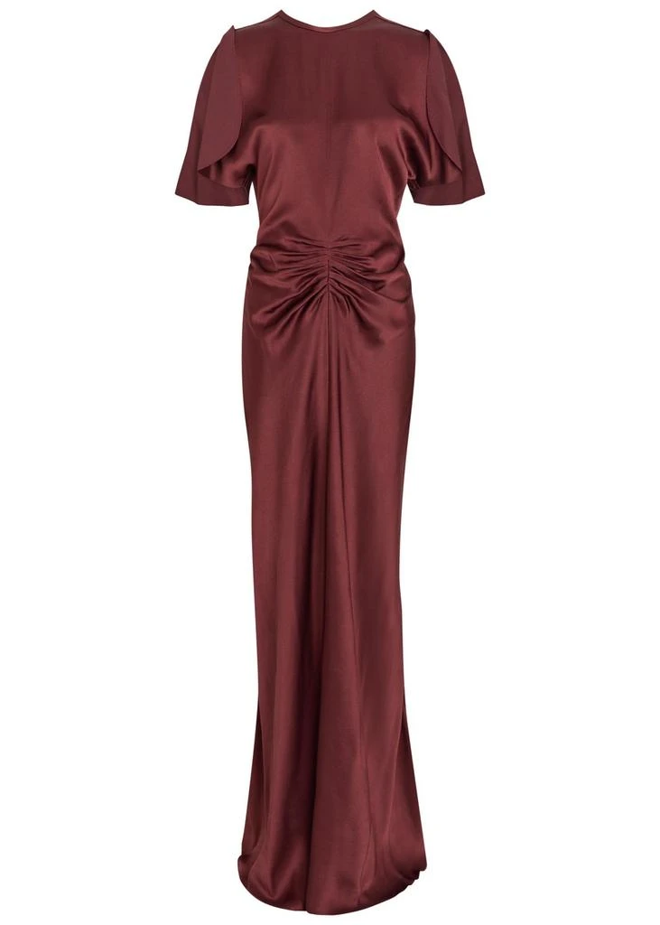 Victoria Beckham Gathered satin-crepe midi dress