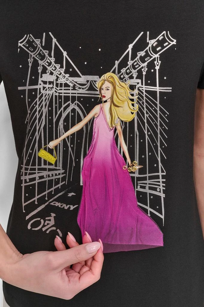 DKNY BOW BRIDGE EMBELLISHED GRAPHIC TEE 5