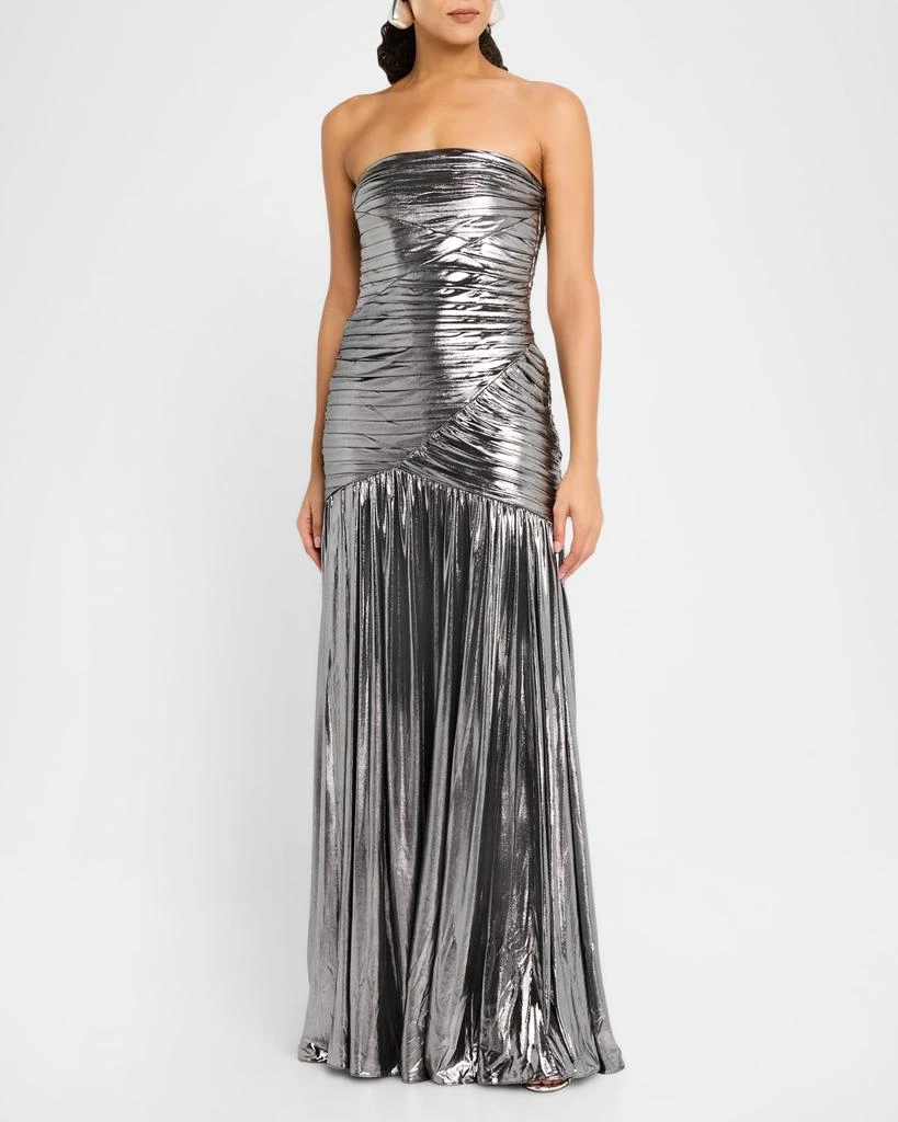 retrofête Josie Strapless Lamé Slit Gown 4