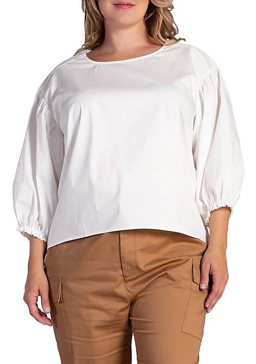 Standards and Practices And Practices Plus Size Balloon Sleeve Cotton Chiffon Blouse 1