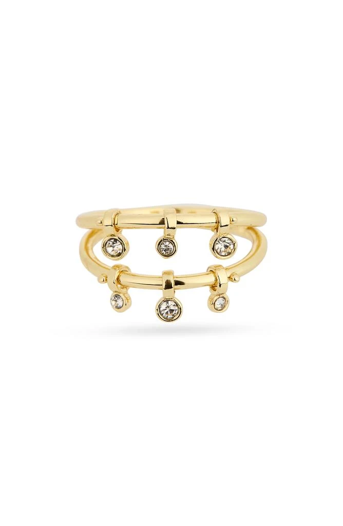 Covet Crystal Charm Double Band Ring