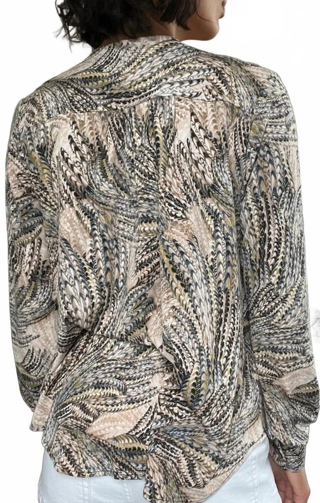 Mint Exclusives Chiffon Sleeved V Neck Blouse In Blue/pink 3