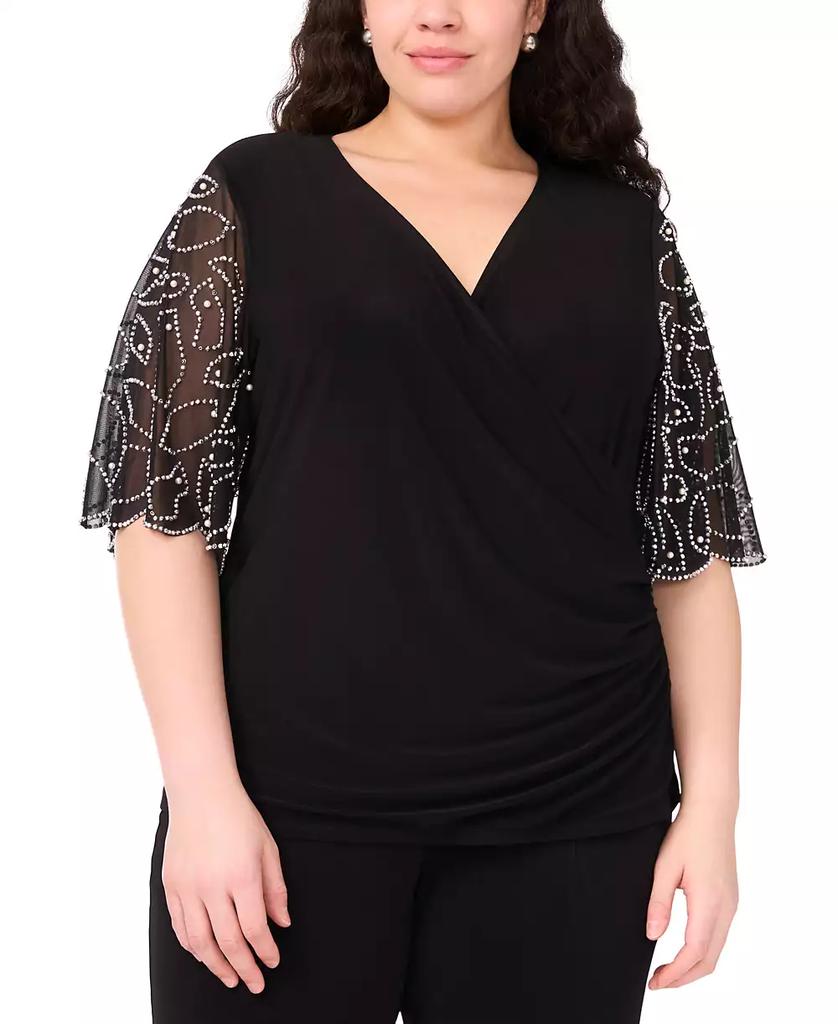MSK Plus Size Short-Sleeve V-Neck Top