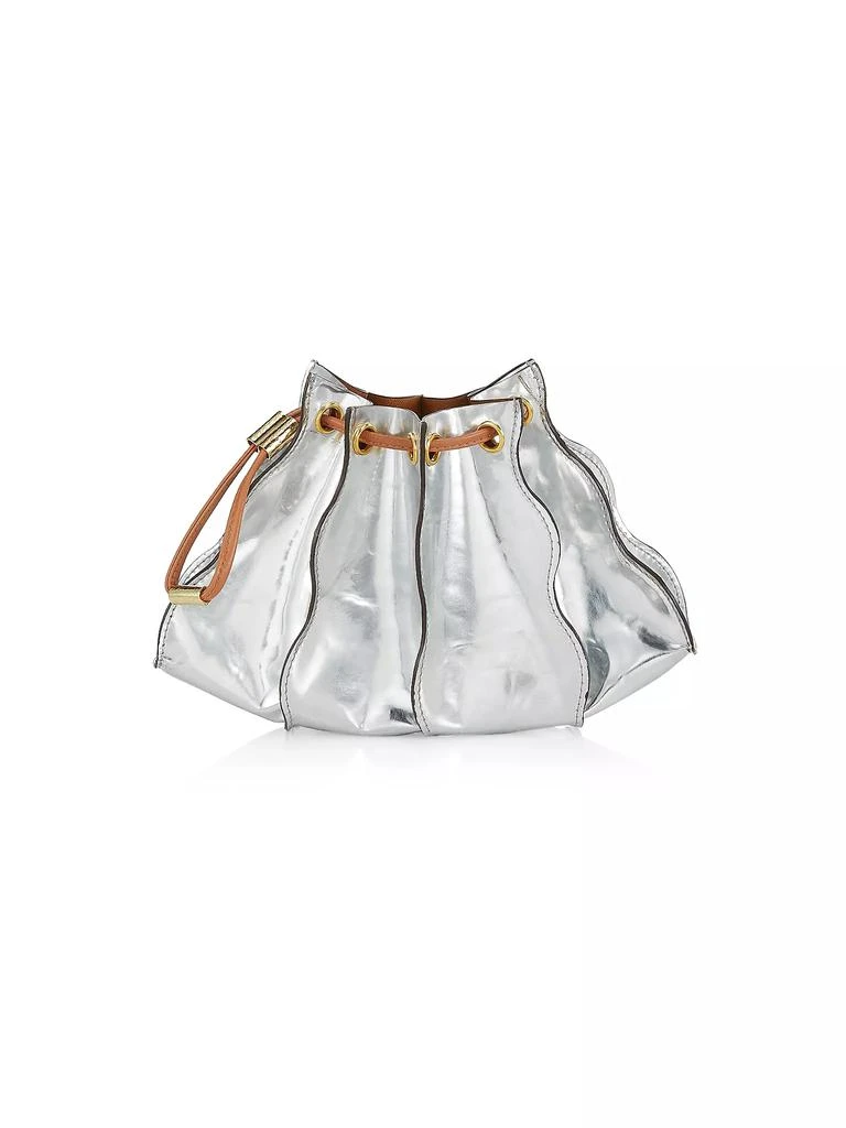 Ulla Johnson Adria Pleated Metallic Leather Drawstring Wristlet 1