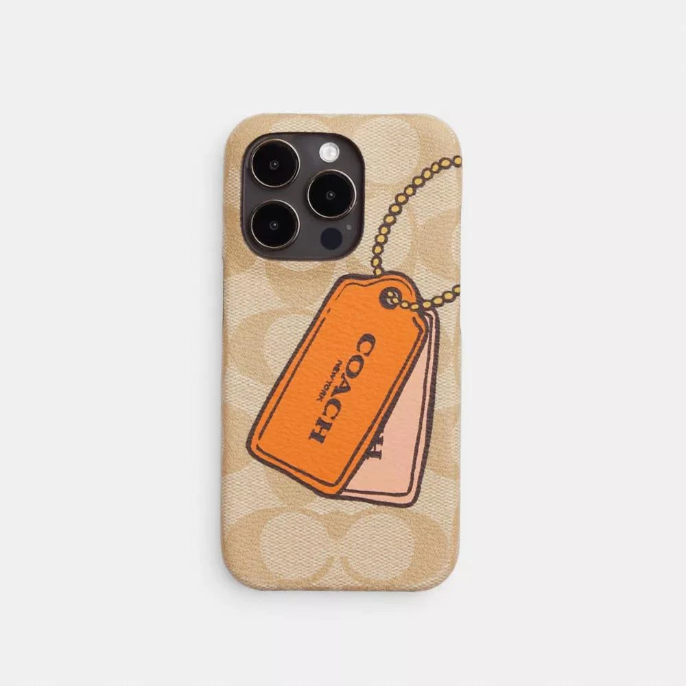 Coach Iphone 14 Pro Case In Signature Canvas With Trompe L'oeil Print 1