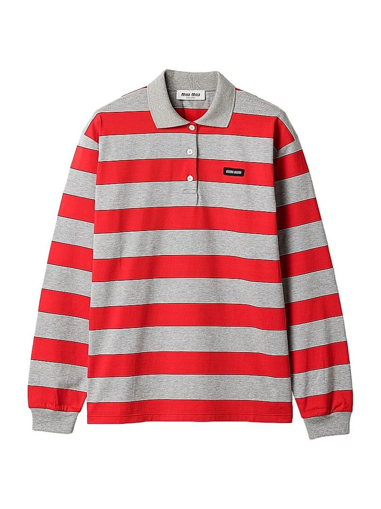 Miu Miu Striped Jersey Polo Shirt