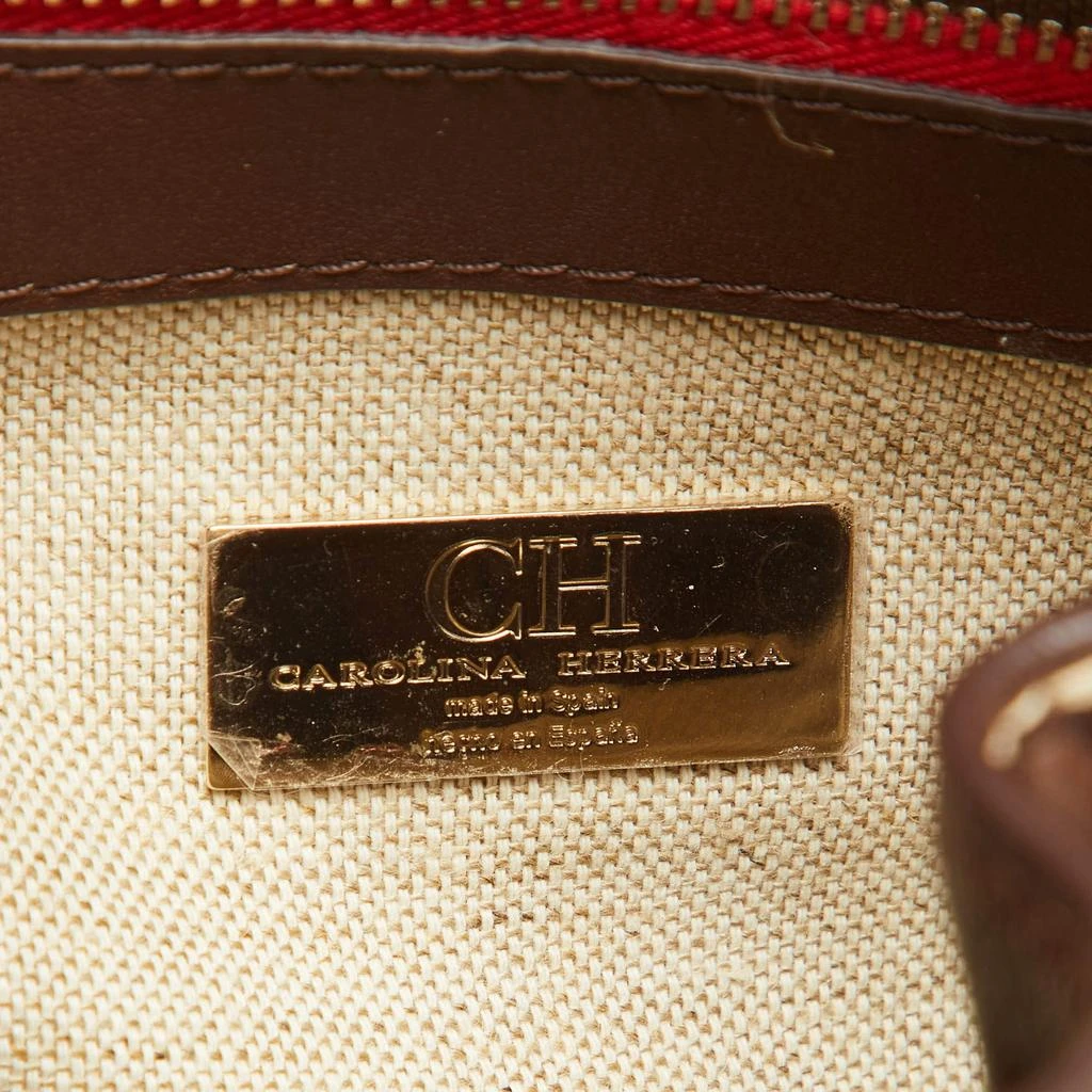 CH Carolina Herrera CH Carolina Herrera Brown Monogram Embossed Leather Flap Backpack 8