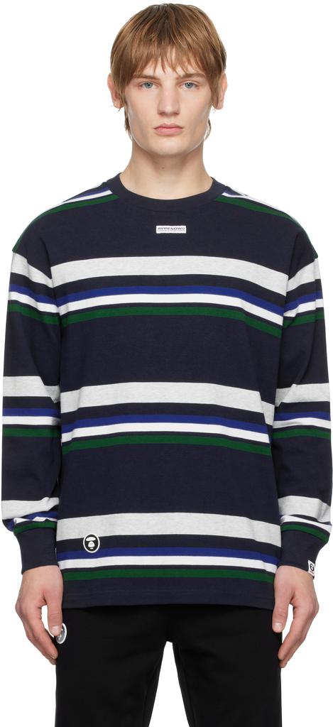 AAPE Navy 'AAPE NOW' Long Sleeve T-shirt