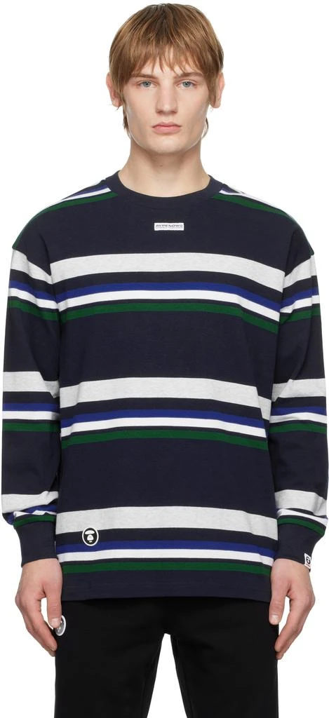 AAPE Navy 'AAPE NOW' Long Sleeve T-shirt 1