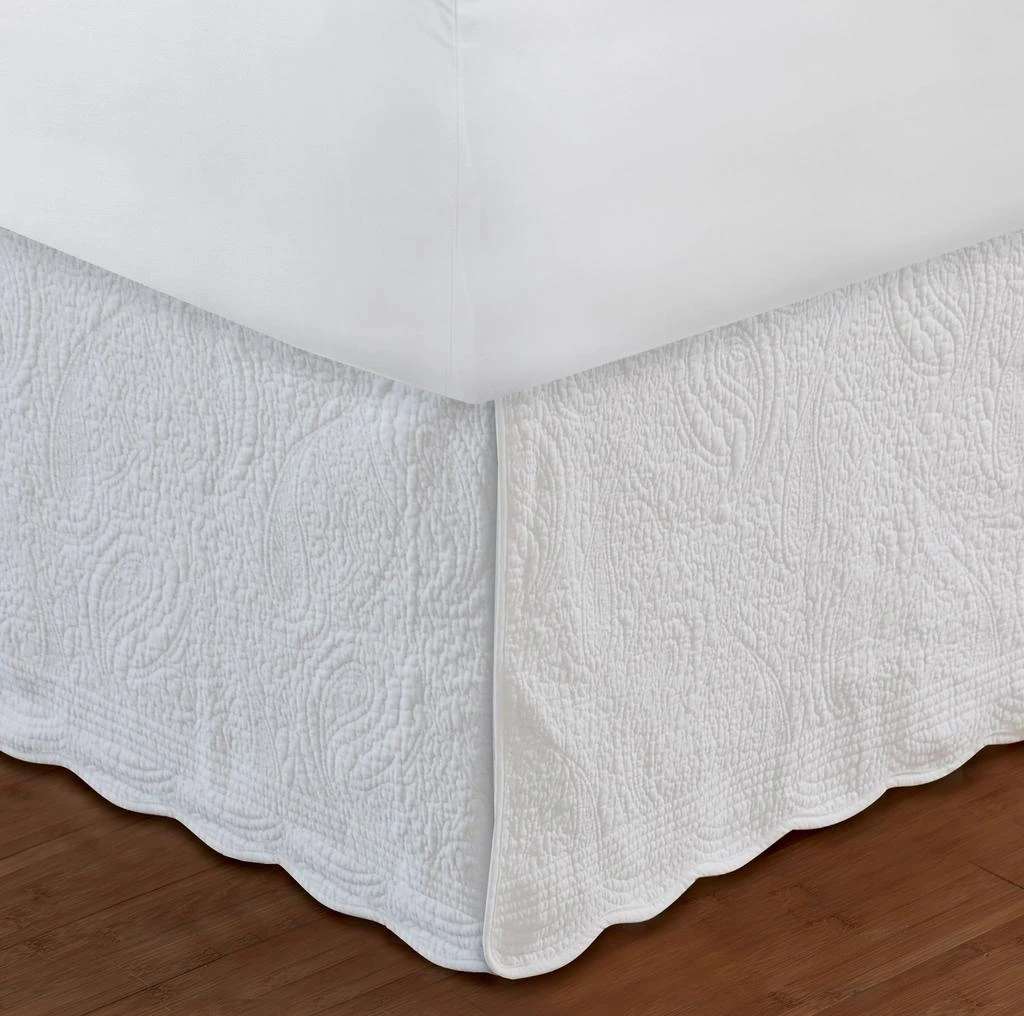 BreeBe Paisley Quilted White Bed Skirt 18″ Full