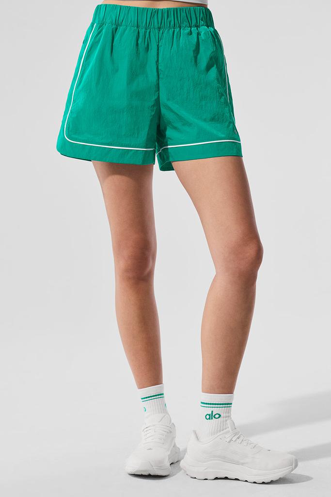 Alo Motivate Track Short - Spruce Green/White