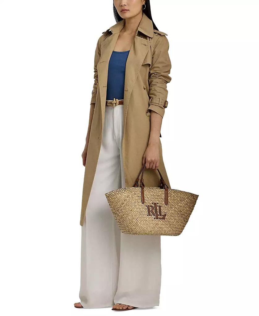 Lauren Ralph Lauren かごバッグ Shelbie Straw Medium LAUREN RALPH LAUREN Leather-Trim Straw Medium Shelbie Tote