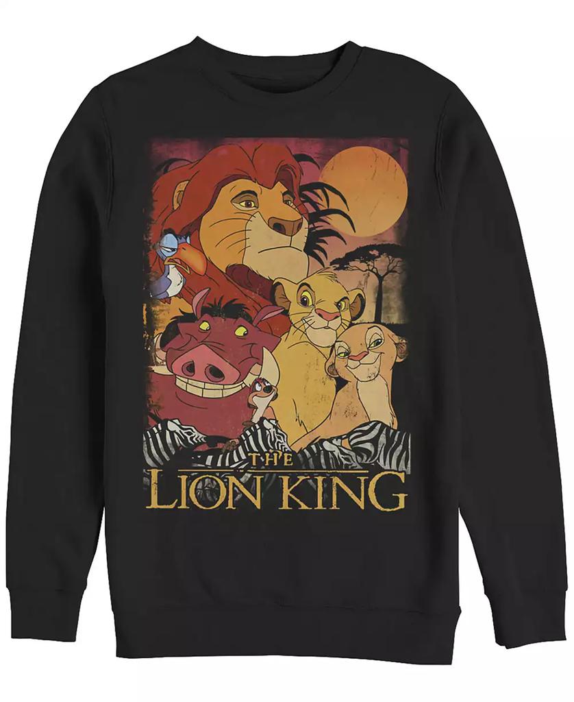 Disney Disney Men's Lion King Happy Group Shot Sunset, Crewneck Fleece
