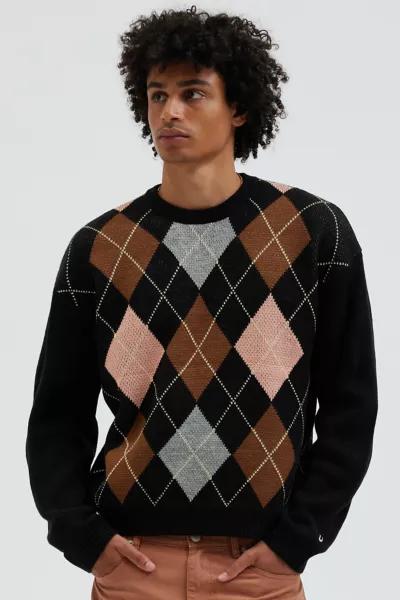 Urban Outfitters UO Argyle Shimmer Crew Neck Sweater