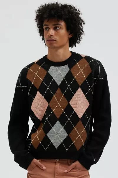 Urban Outfitters UO Argyle Shimmer Crew Neck Sweater 2