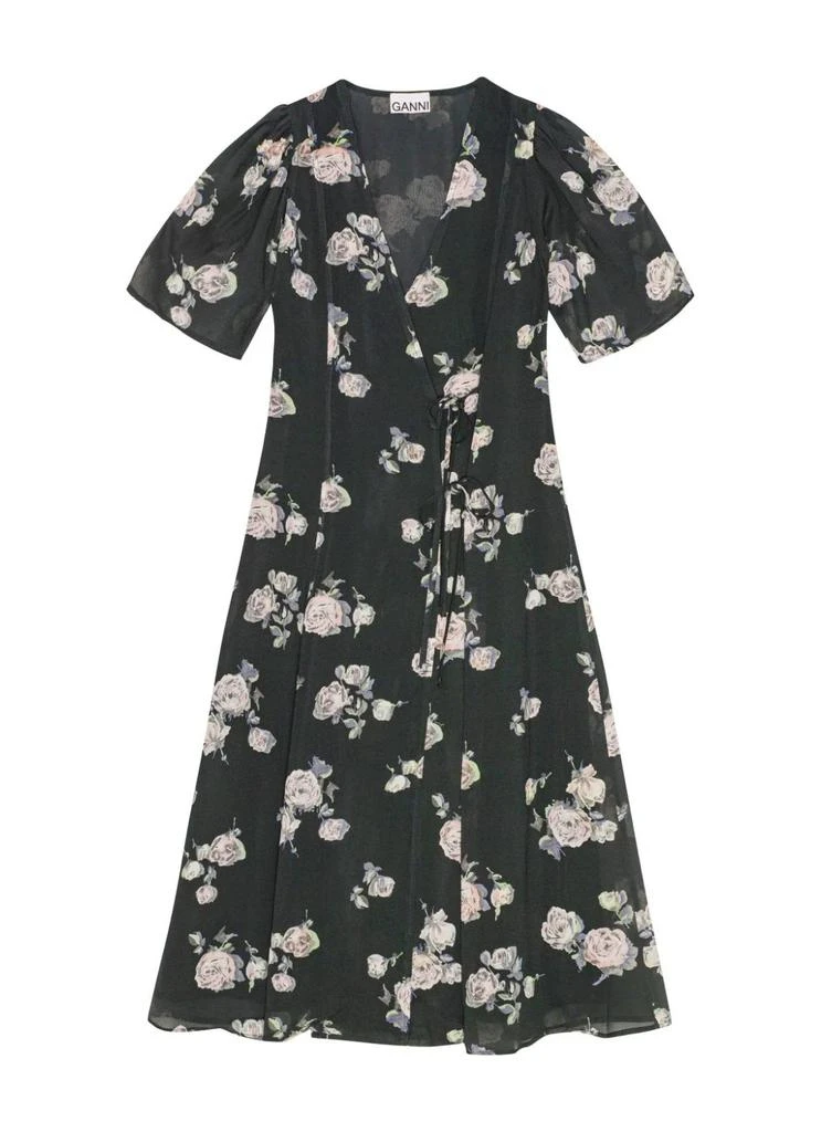 Ganni Fluid Crepe Wrap Midi Dress 1