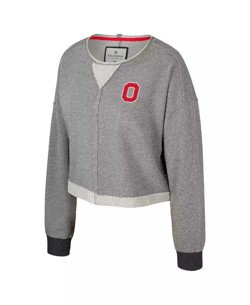 Colosseum Women's Charcoal Ohio State Buckeyes Magnum Scoop Neck Cropped Pullover Sweatshirt 2