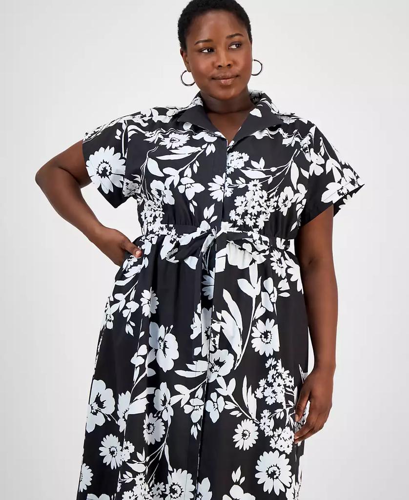Sandra Darren Plus Size Printed Short-Sleeve Shirtdress