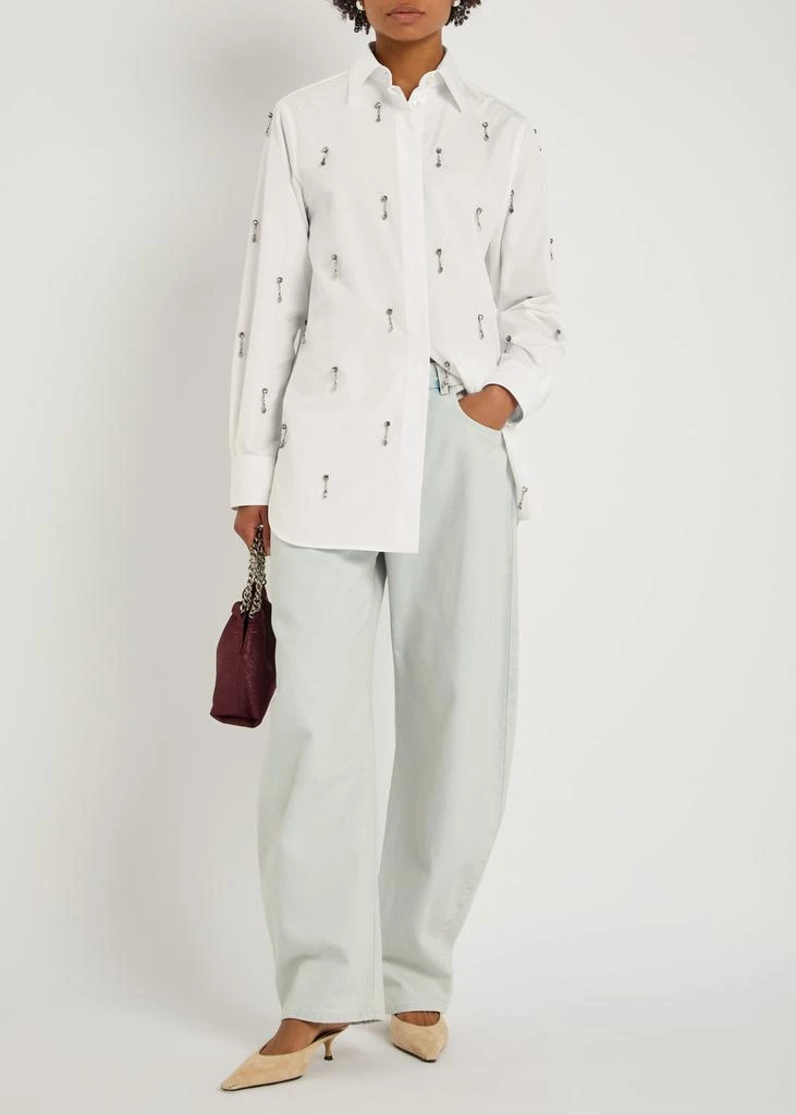 Stella McCartney Crystal-embellished cotton-poplin shirt 4
