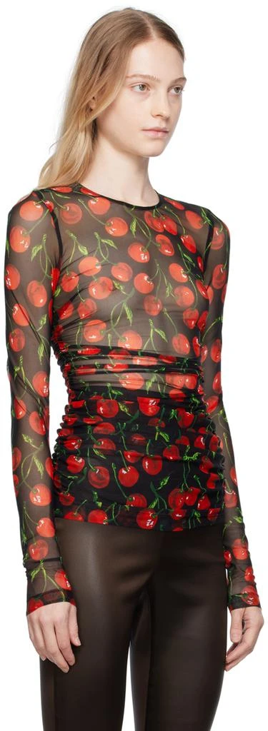 Dolce & Gabbana Black & Red Cherry Print Long Sleeve T-Shirt 2
