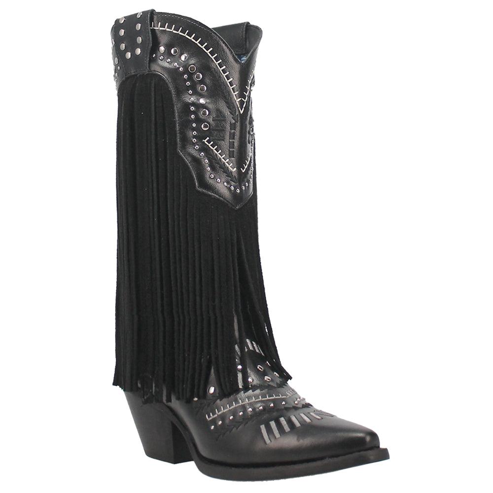 Dingo Gypsy Embroidery Studded Fringe Snip Toe Cowboy Boots