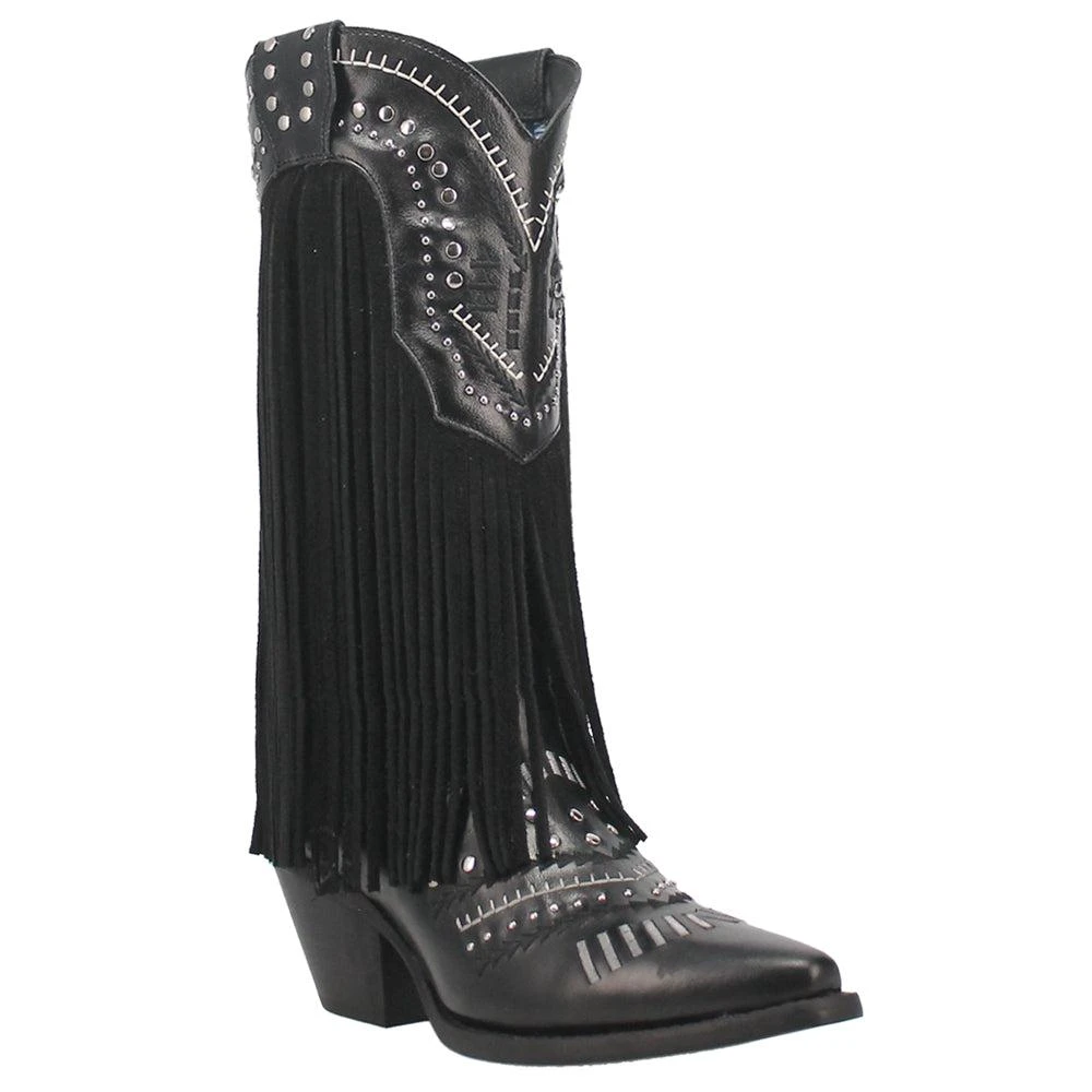 Dingo Gypsy Studded Fringe Metallic Snip Toe Cowboy Boots 2