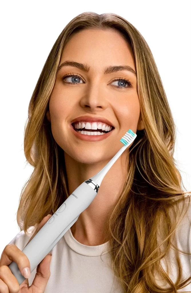 AquaSonic VIBE Series White UltraSonic Whitening Toothbrush with 8 DuPont Brush Heads & Travel Case 8