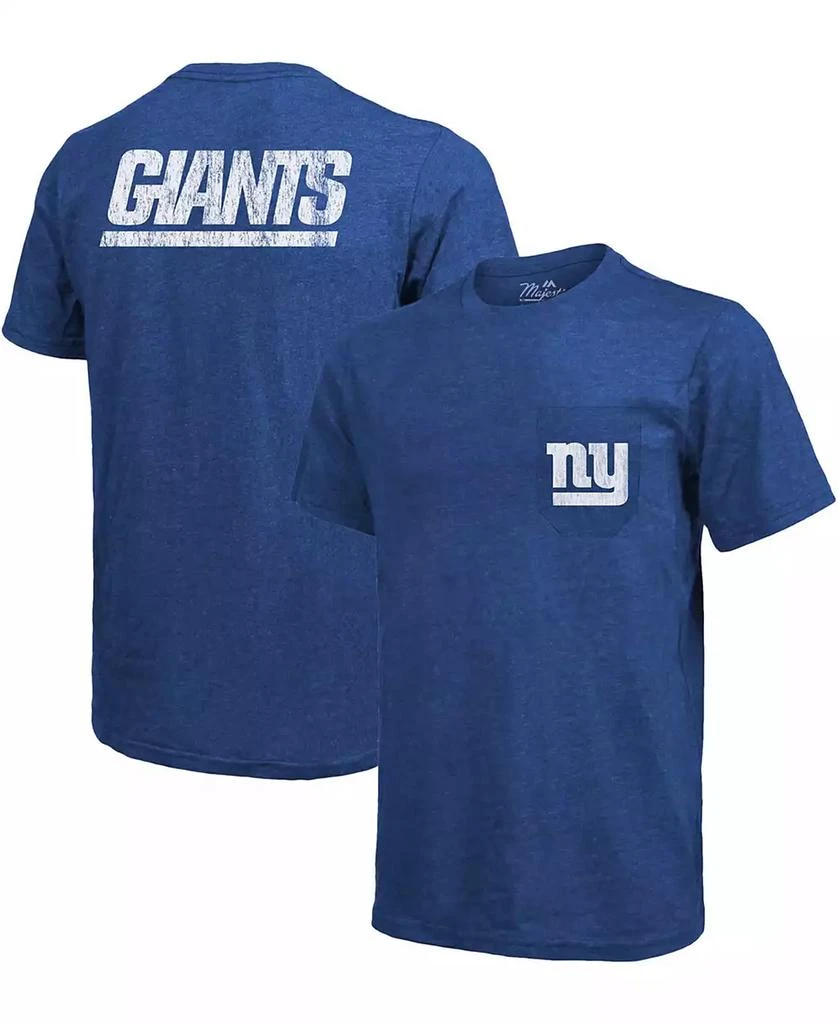 Majestic New York Giants Tri-Blend Pocket T-shirt - Heathered Royal 1