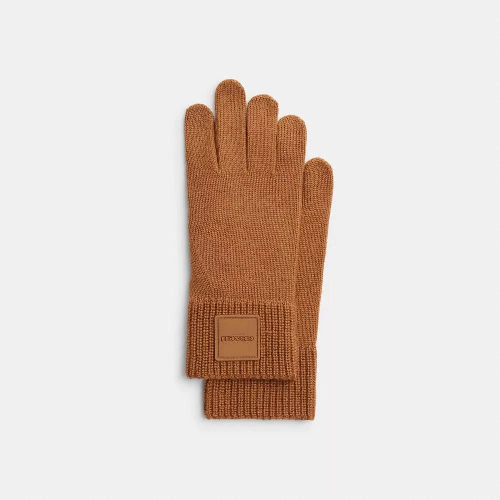 Coach Knit Tech Gloves With Rubber Patch