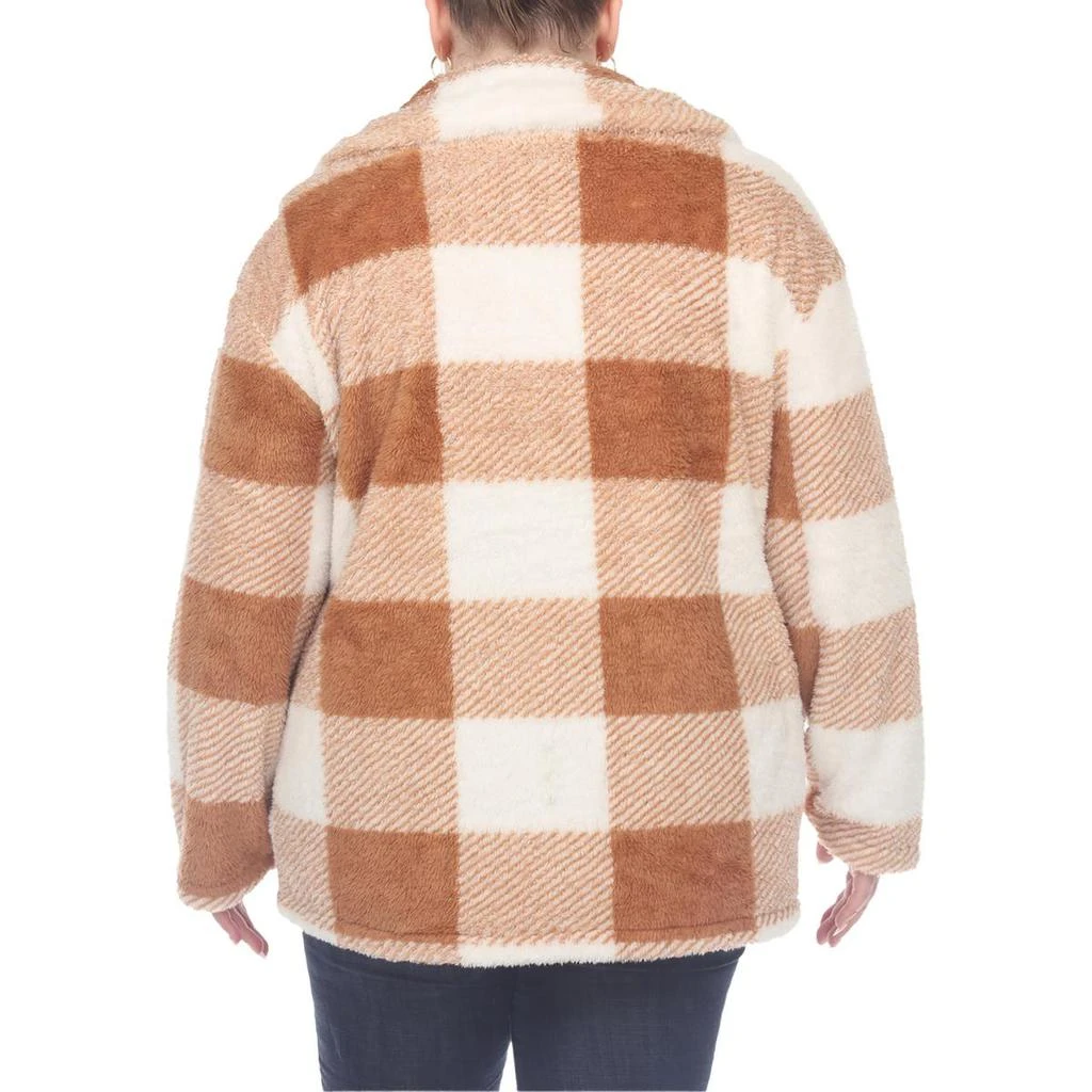 White Mark Plus Womens Shacket Faux Fur Shirt Jacket 2