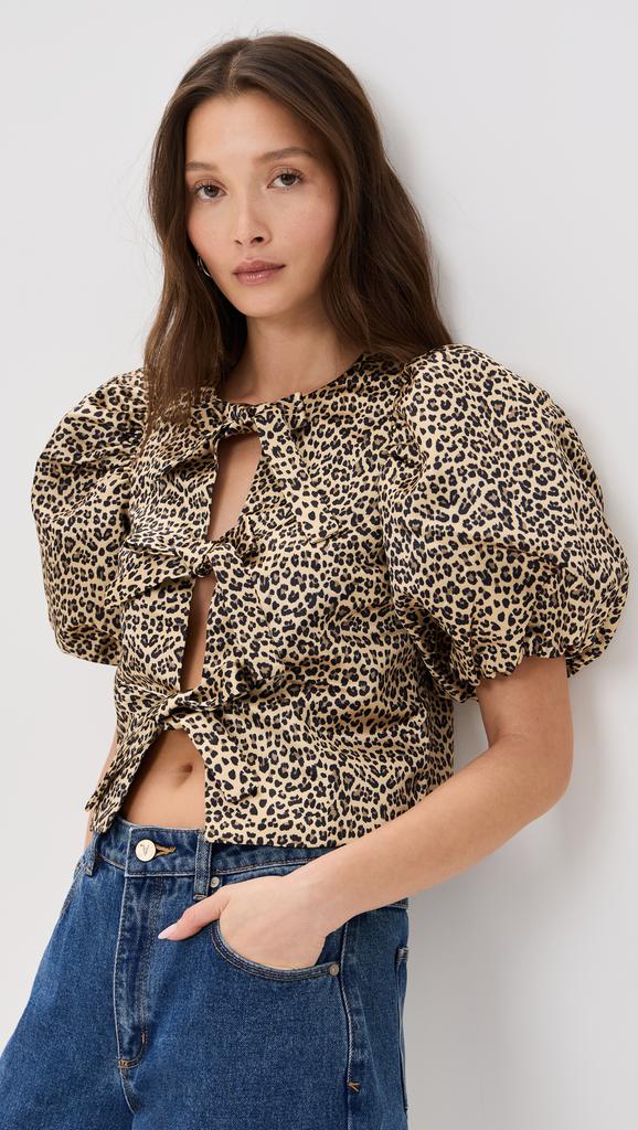 English Factory Bow Detailed Puff Sleeve Top