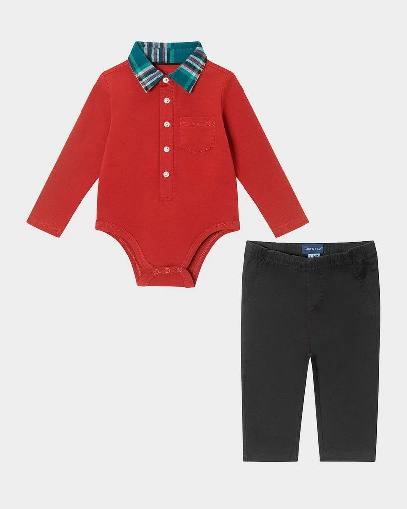 Andy & Evan Boy's Combo Shirtzie & Pants Set, Size Newborn-24M 1
