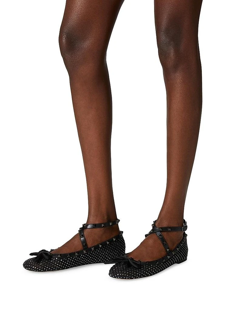 Valentino Rockstud Mesh Ballerina Flats With Crystals 6
