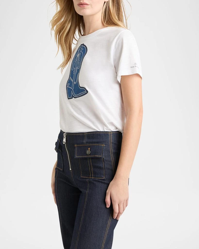 Cinq a Sept Crewneck Studded Denim Boot Tee 2