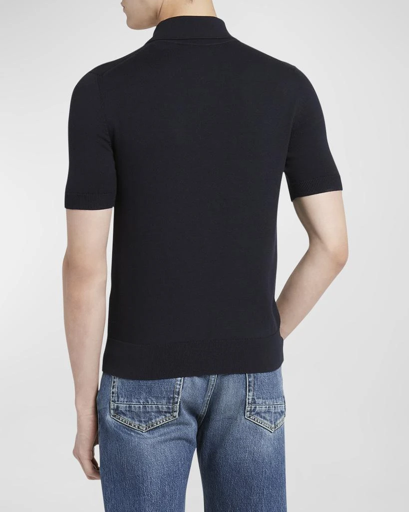 Alexander McQueen Men's Slit Cotton Polo Shirt 3