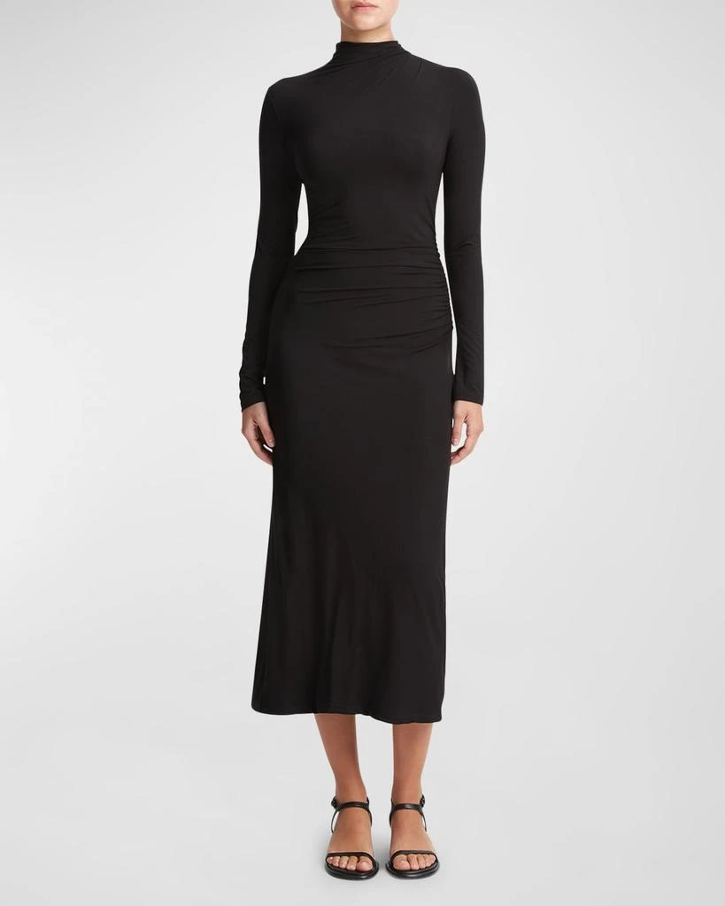 Vince Long-Sleeve Ruched TurtleNeck Midi Dress 2