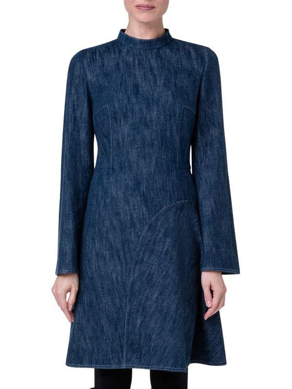 white christmas dresses Cotton Print Denim Dress – Elizabeth Anthony