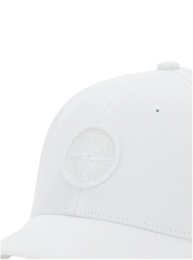 Stone Island Junior White Baseball Cap With Logo In Cotton Boy 3