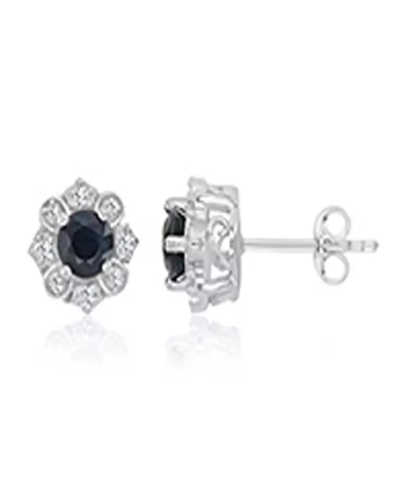 Macy
s Diamond and Blue Sapphire Stud Earrings in 10k White Gold