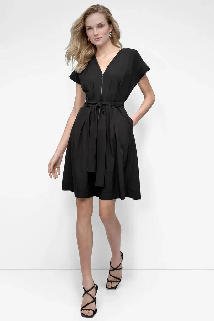 DKNY FIT & FLARE ZIP-FRONT DRESS 1