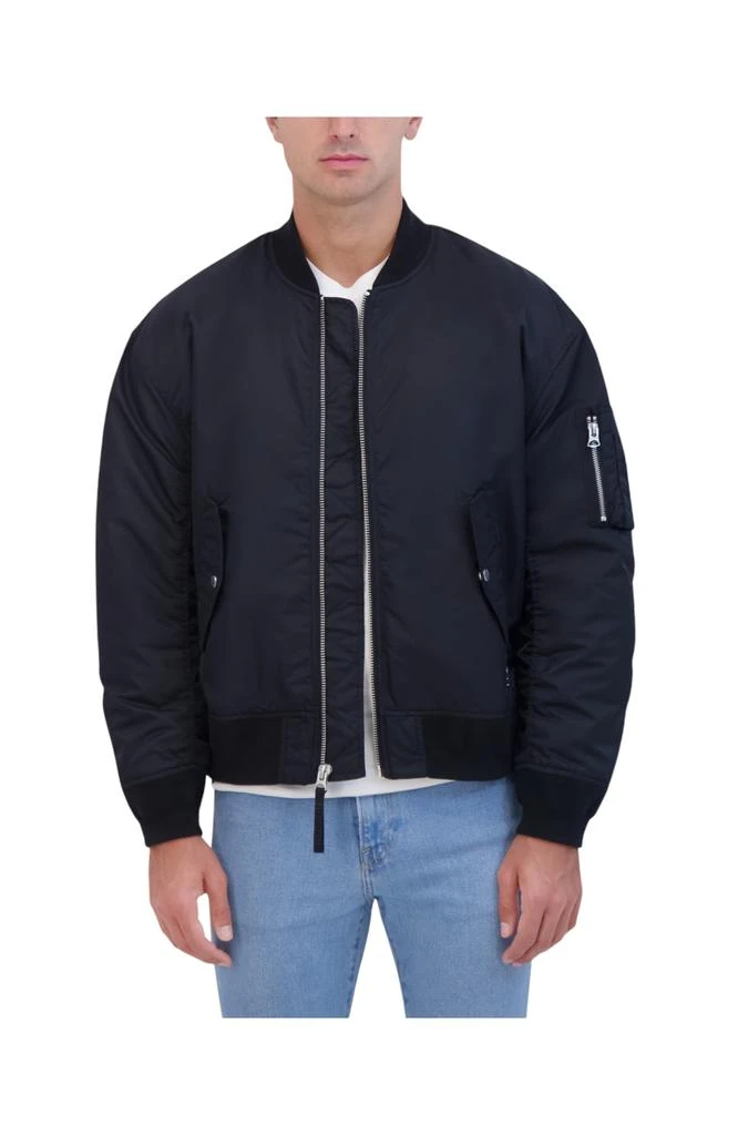 Hudson Jeans Outerwear Hudson Jeans Men's Ma-1 Military Bomber Jacket With Knit Collar And Cuff 1