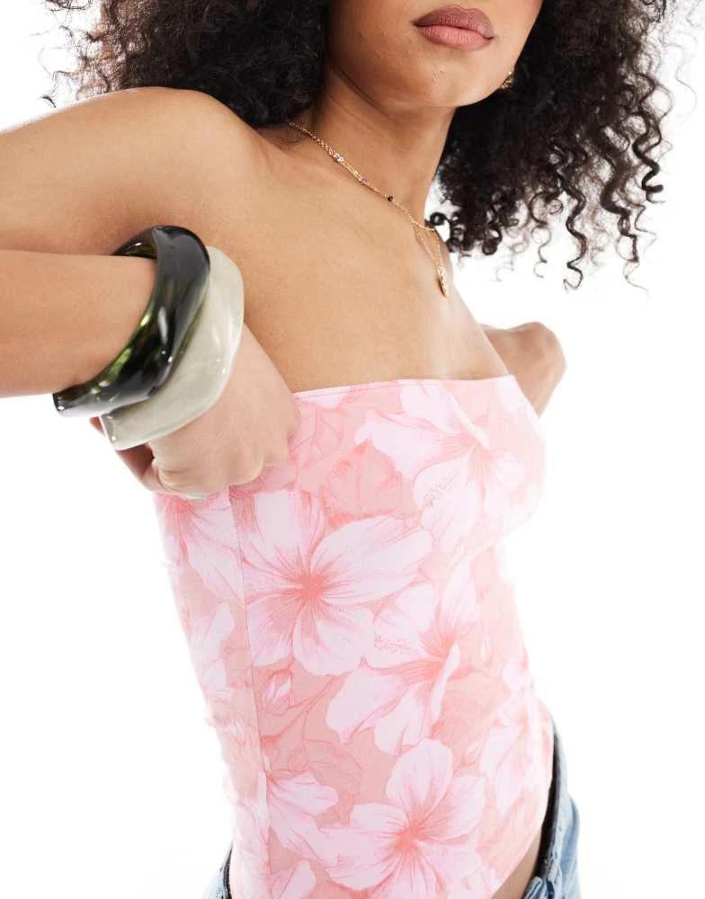 HOLLISTER Hollister foldover tube top in coral floral 2