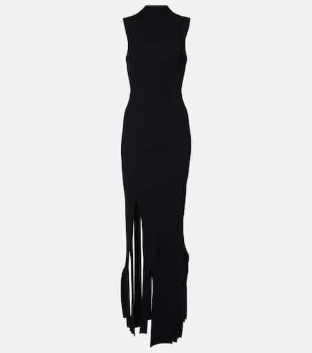 cotton knit midi dress self-portrait - Black Cotton Draped Knit Midi Dress