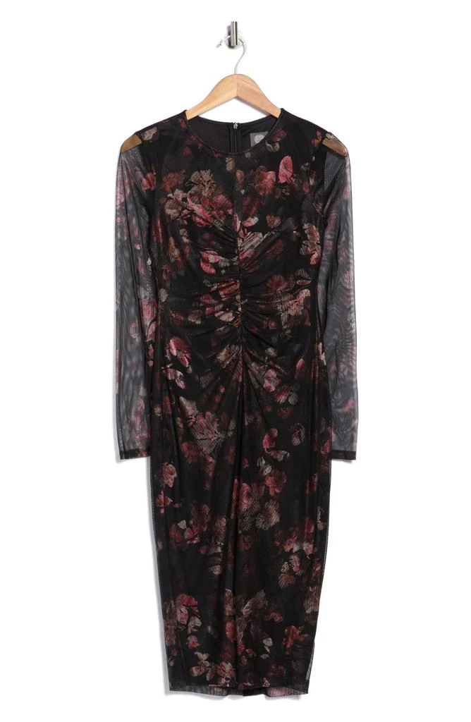 Vince Camuto Ruched Long Sleeve Mesh Body-Con Dress 3