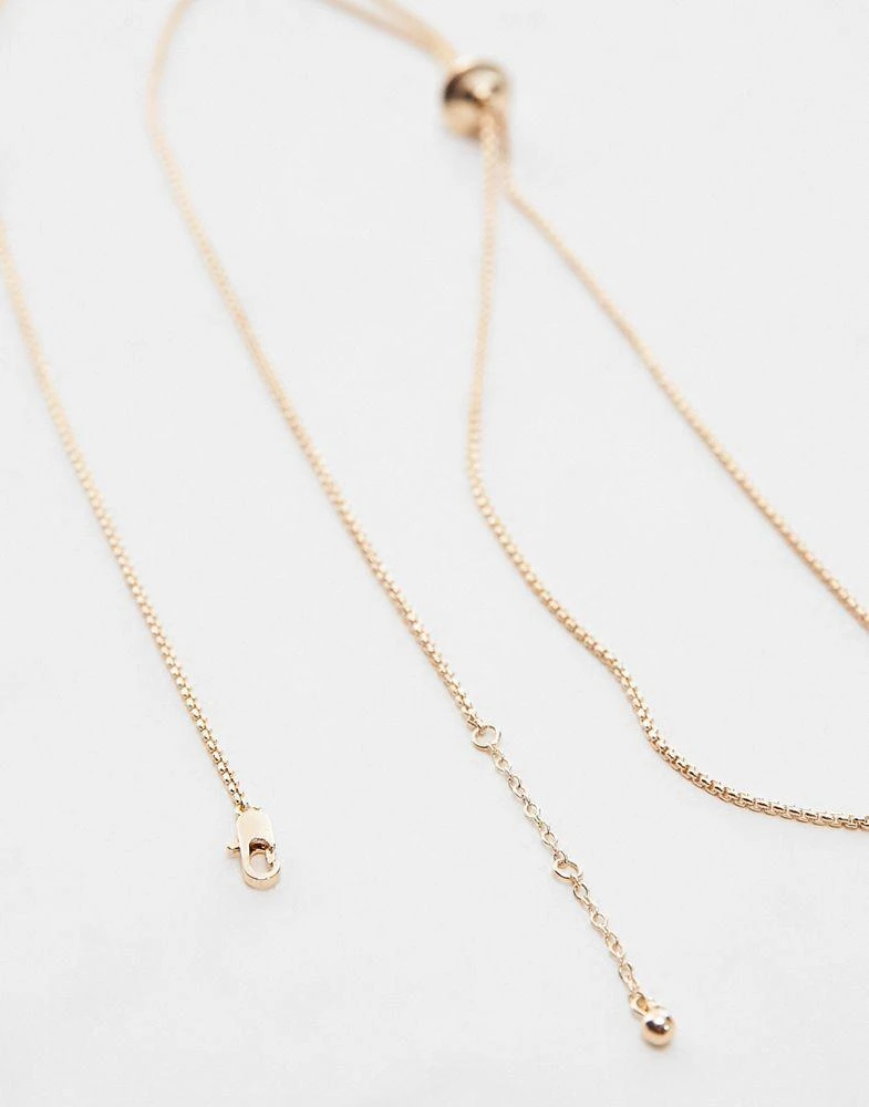 Topshop Topshop Nish lariat necklace with charm in gold tone 3