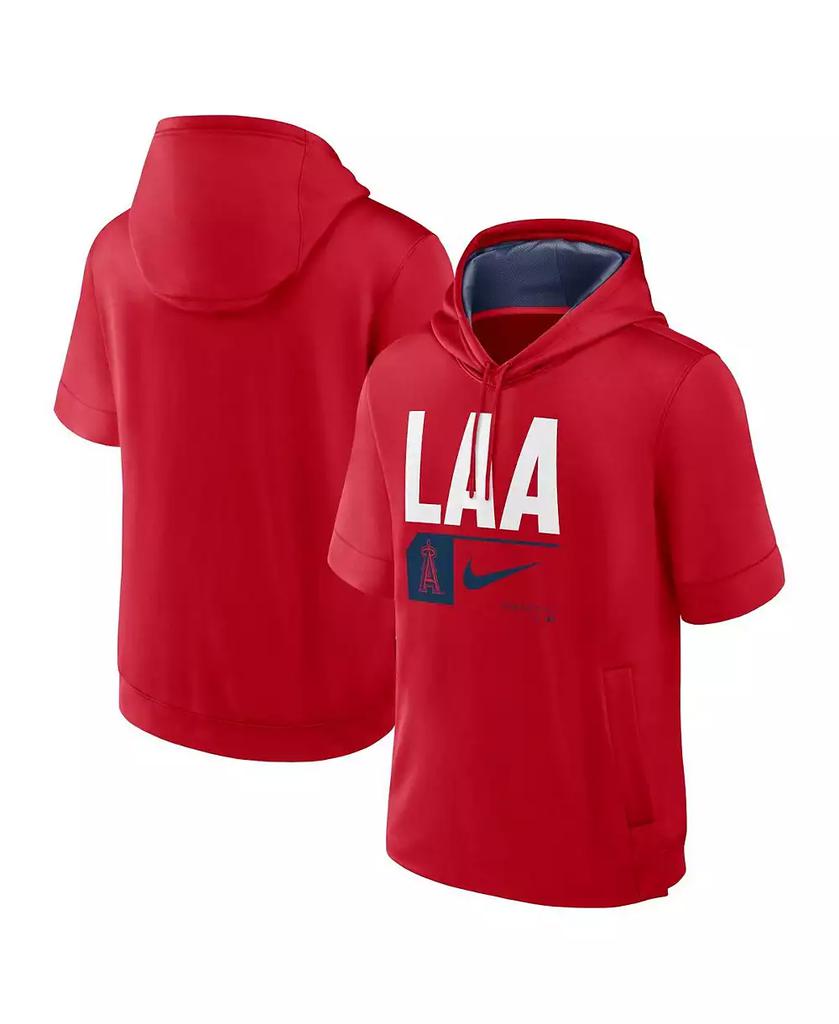 NIKE Men's Red Los Angeles Angels Tri Code Lockup Short Sleeve Pullover Hoodie