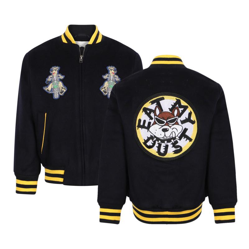 Stella McCartney Doggy rider logo varsity jacket in black