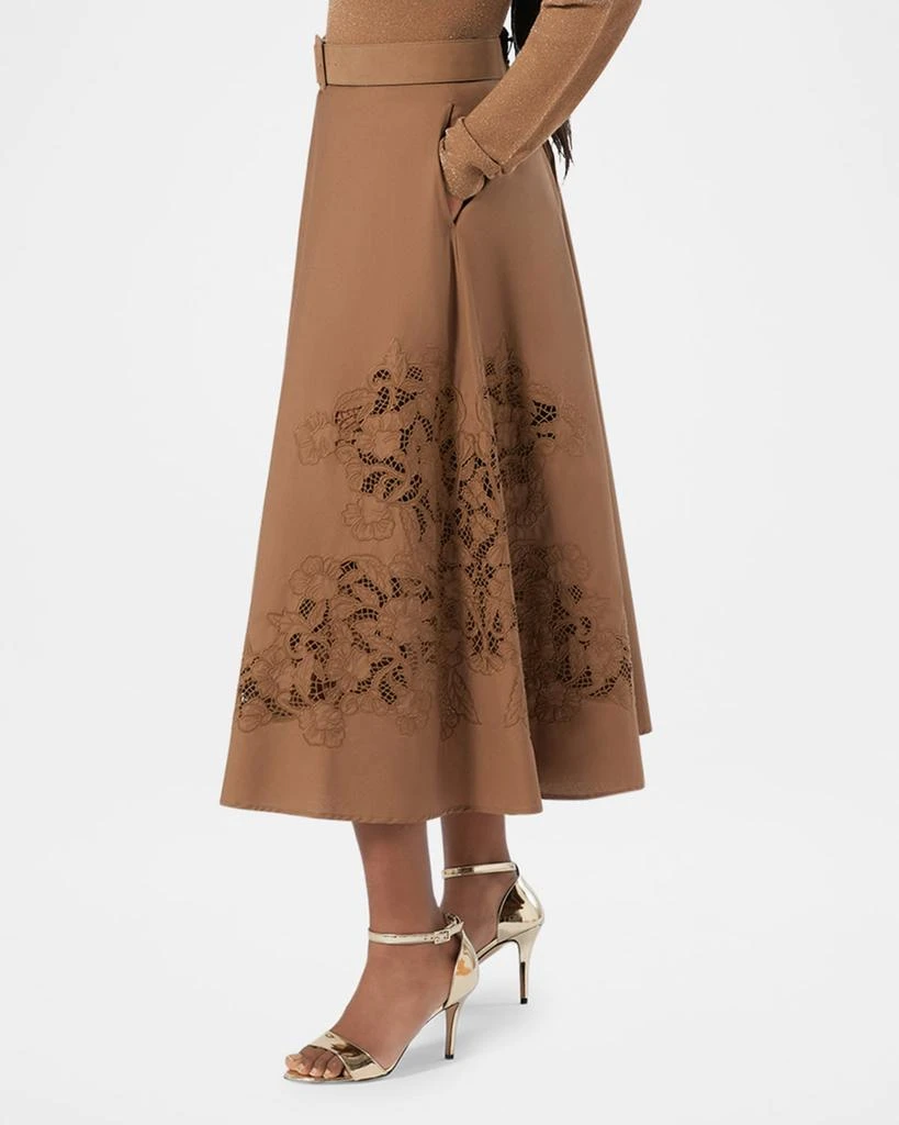 Marina Rinaldi Plus Size Cremona Embroidered Poplin Midi Skirt 4